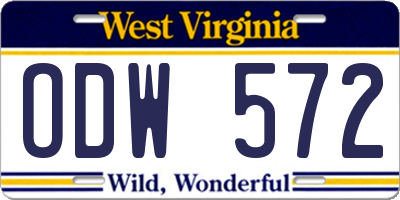 WV license plate ODW572