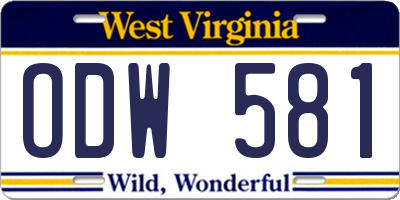 WV license plate ODW581