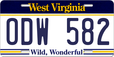 WV license plate ODW582