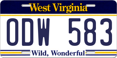 WV license plate ODW583