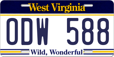 WV license plate ODW588