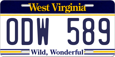 WV license plate ODW589