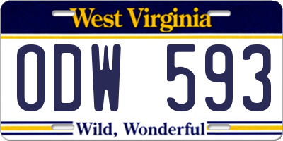 WV license plate ODW593