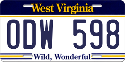 WV license plate ODW598