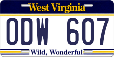 WV license plate ODW607