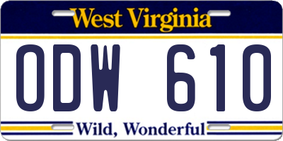 WV license plate ODW610