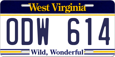 WV license plate ODW614