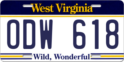 WV license plate ODW618