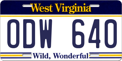 WV license plate ODW640