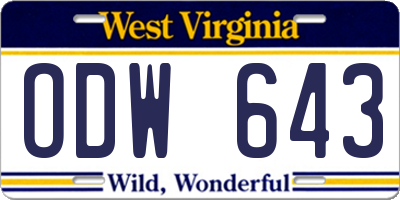 WV license plate ODW643