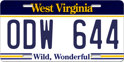 WV license plate ODW644