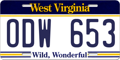 WV license plate ODW653