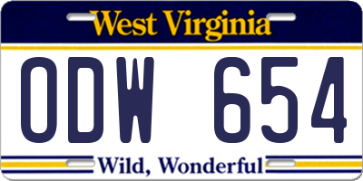 WV license plate ODW654