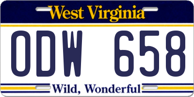 WV license plate ODW658