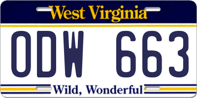 WV license plate ODW663