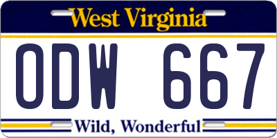 WV license plate ODW667
