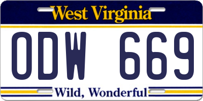WV license plate ODW669