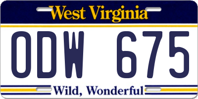 WV license plate ODW675