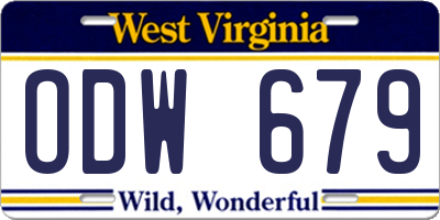 WV license plate ODW679