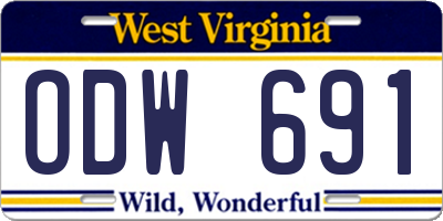WV license plate ODW691