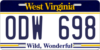 WV license plate ODW698