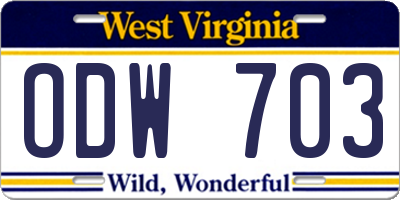 WV license plate ODW703