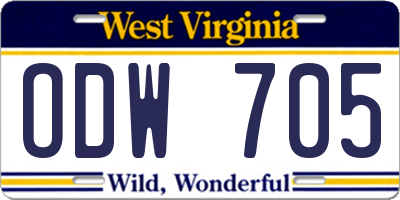 WV license plate ODW705