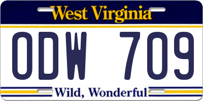 WV license plate ODW709