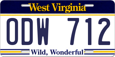 WV license plate ODW712