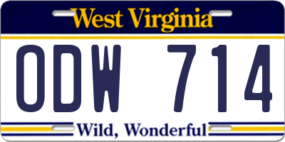 WV license plate ODW714