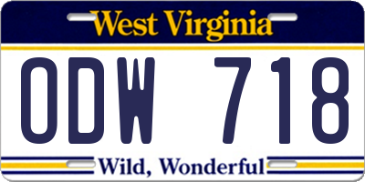 WV license plate ODW718