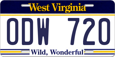 WV license plate ODW720
