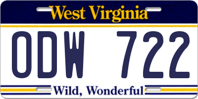 WV license plate ODW722