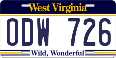 WV license plate ODW726