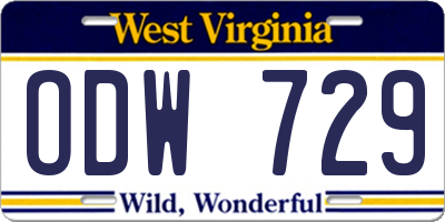 WV license plate ODW729