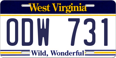 WV license plate ODW731
