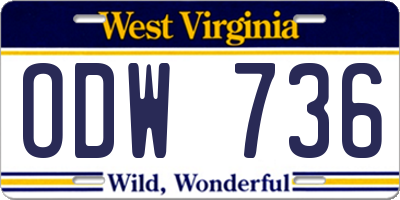 WV license plate ODW736