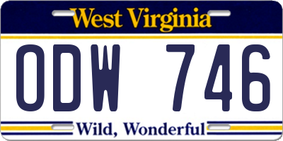 WV license plate ODW746