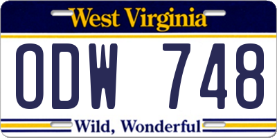 WV license plate ODW748