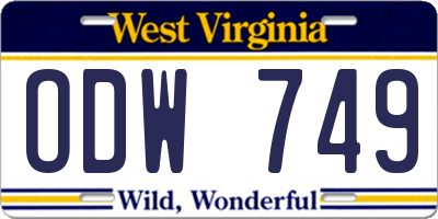 WV license plate ODW749