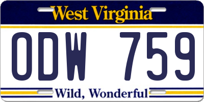 WV license plate ODW759