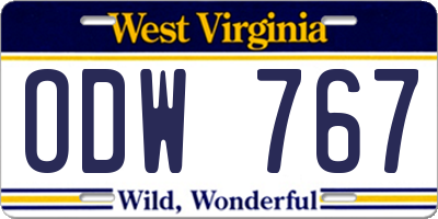 WV license plate ODW767