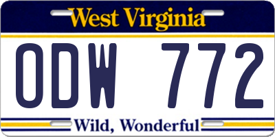 WV license plate ODW772