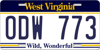 WV license plate ODW773
