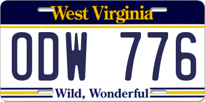 WV license plate ODW776