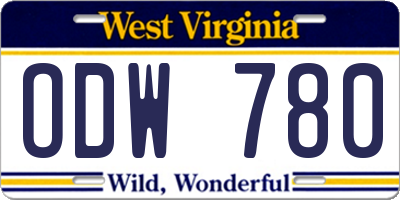WV license plate ODW780