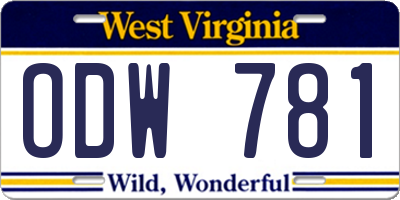 WV license plate ODW781