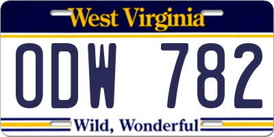 WV license plate ODW782