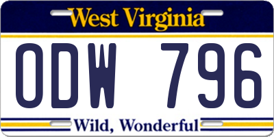 WV license plate ODW796