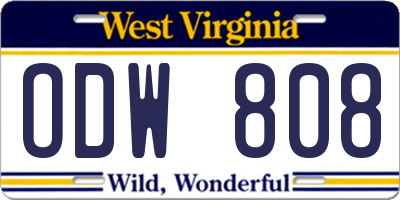 WV license plate ODW808